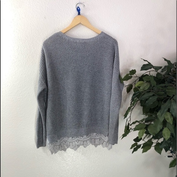 Pins And Needles Grey Sweater With Lace Detail - Picture 4 of 4